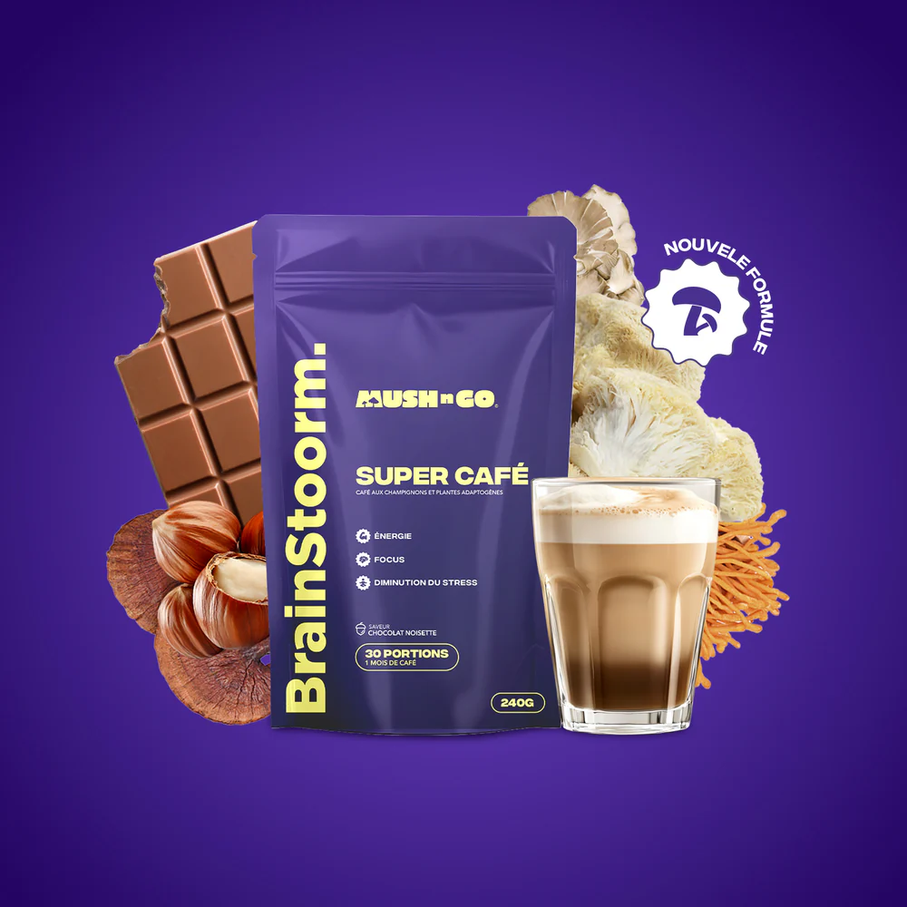 Brainstoorm di Mush N Go: 6 225 mg di attivi dichiarati su base di cacao